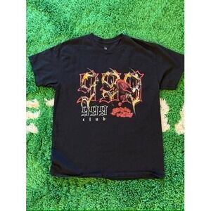 999 Club Juice Wrld Graphic T-Shirt Mens Large Black Gothic Rose Rap Tee 167232